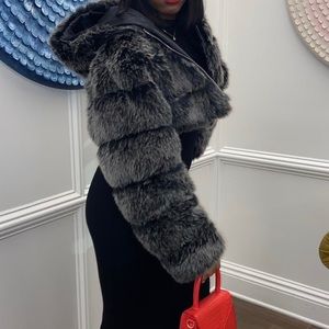 CROPPED OVERSIZED FUR COAT